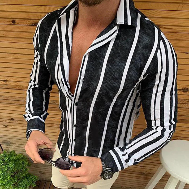 European Version 2022 Autumn New Men's Striped Long-sleeved Shirt Men's Shirt  Luxury Dress Shirt  Camisas Para Hombre