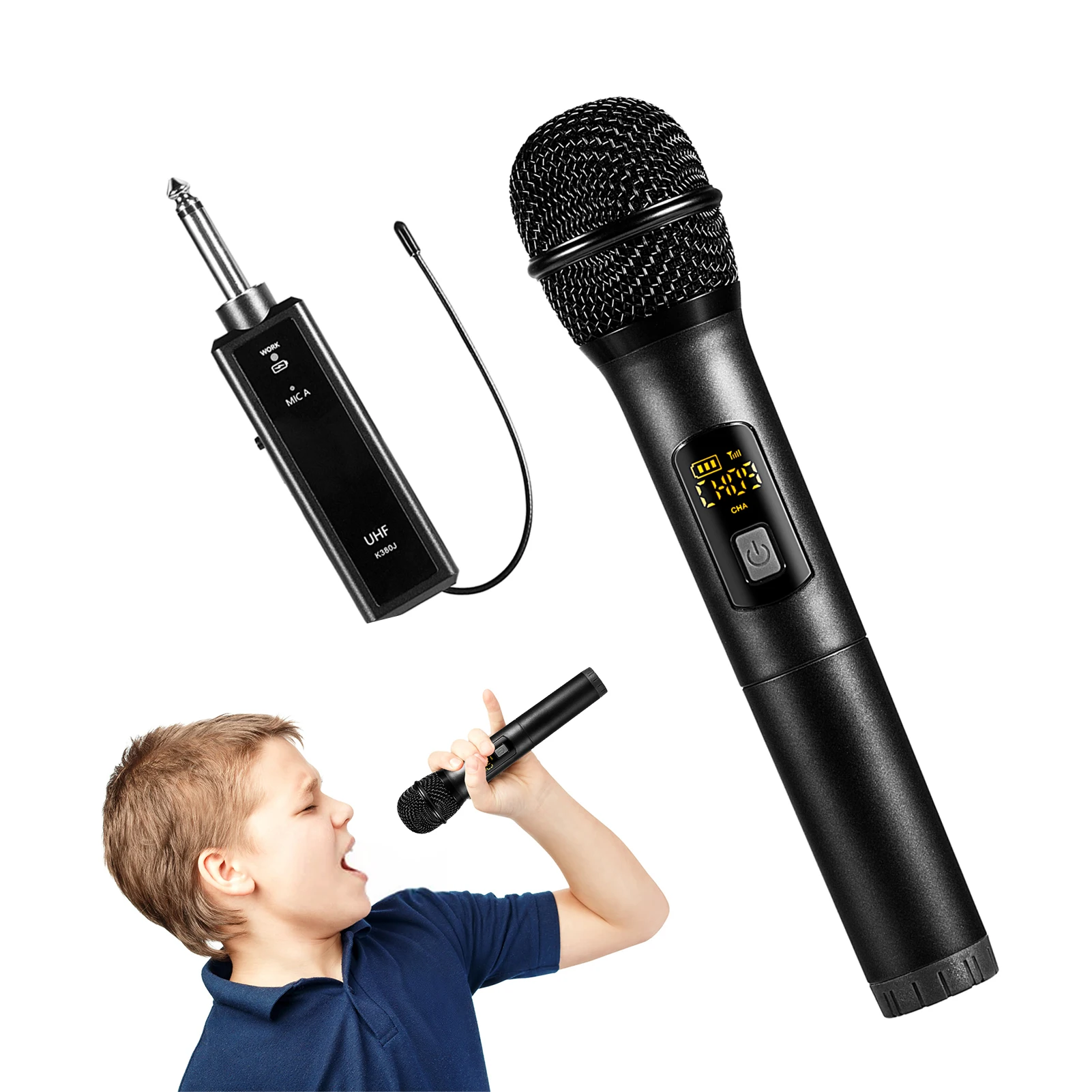 

Wireless Microphone Metal Cordless Wireless Microphone Dynamic System With Rechargeable Receiver Metal Microphone For Speech