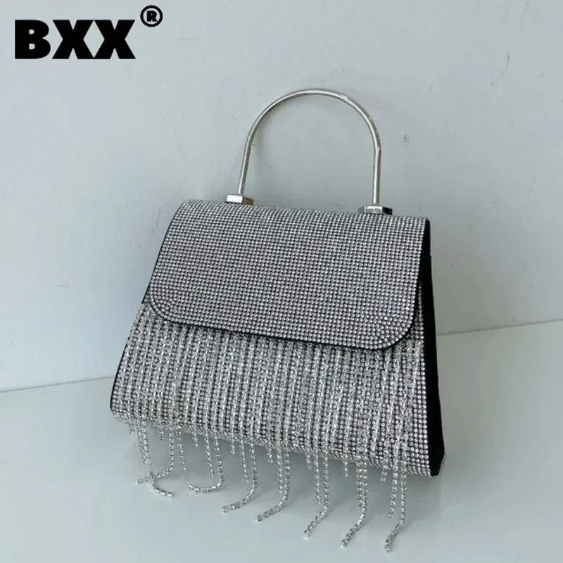 

[BXX] Новинка 2023, Корейская сумка-мессенджер на плечо с цепочкой и бриллиантами, женские сумки, портативные вечерние сумки для мобильных телеф...