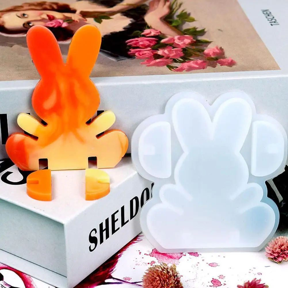 

Easter Bunny DIY Mold Non-Stick 3D Cute Rabbit Epoxy Resin Mold Silicone Soap Mould For Home Decoration DIY Crafts Handmade Q0F8