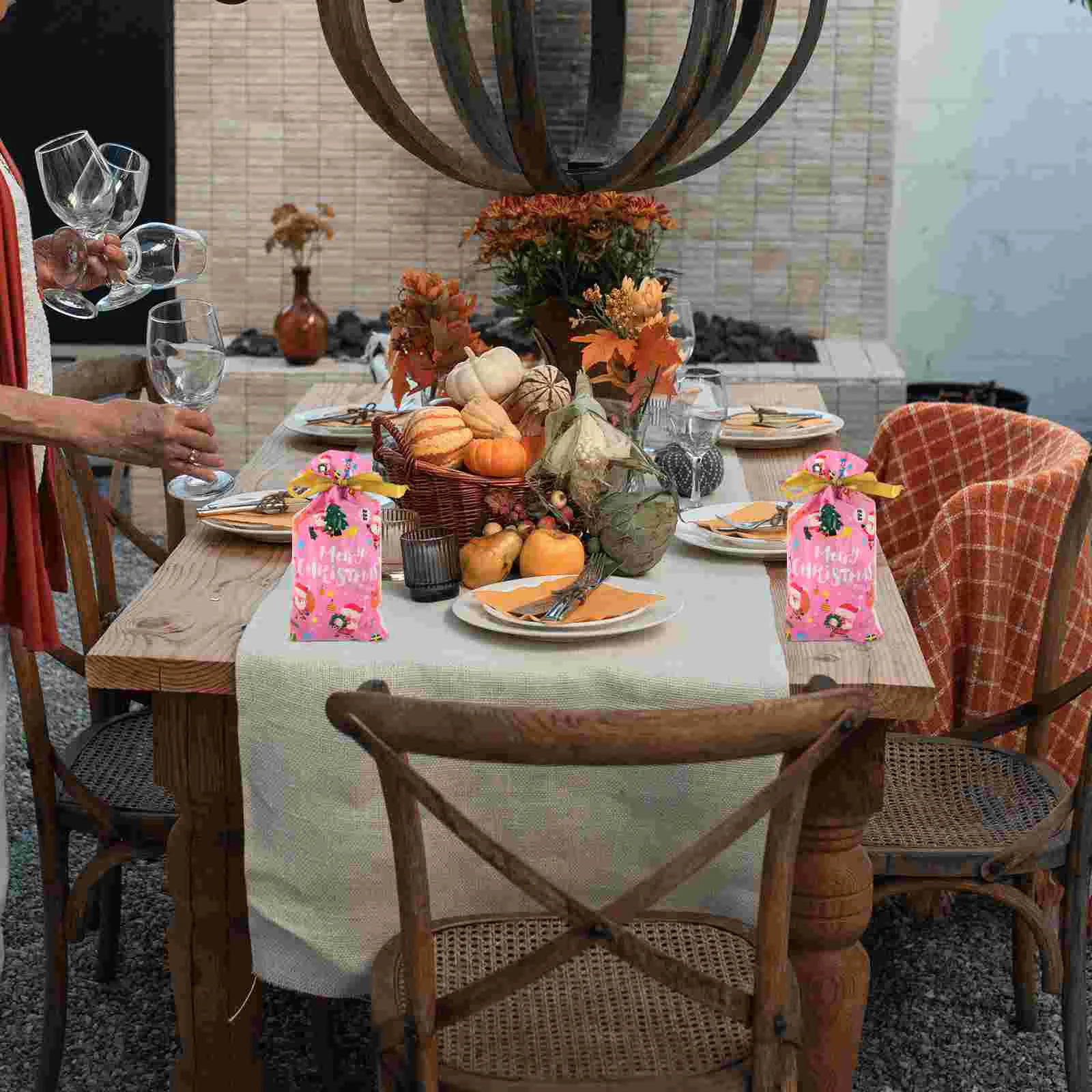 

50pcs Xmas Gift Bags Festival Present Pouches Candy Packaging Bags Drawstring Pouches