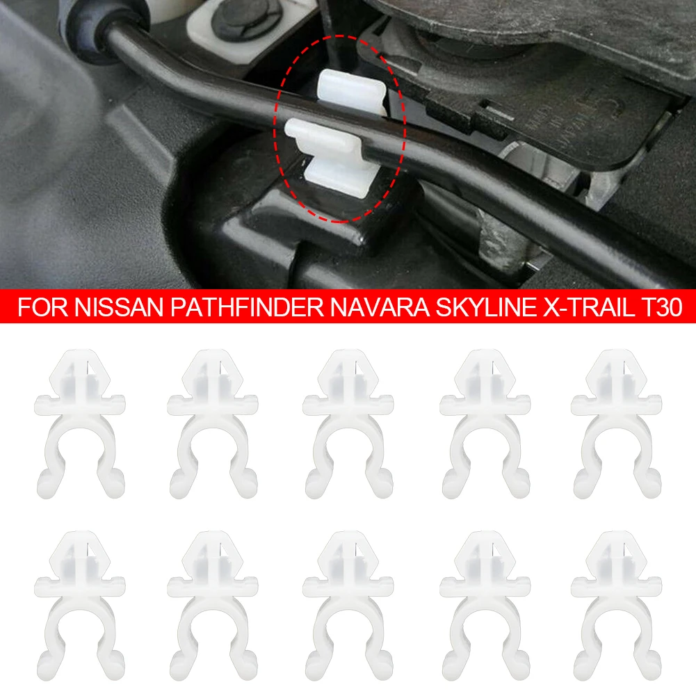 

10pcs Car Bonnet Hood Rod Holder Clip Auto Interior Accessories For Nissan Pathfinder Navara Skyline X-Trail T30 53452-90351