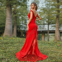red delicate mermaid prom evening dresses robe de soiree graduation celebrity vestidos fiesta women formal custom made