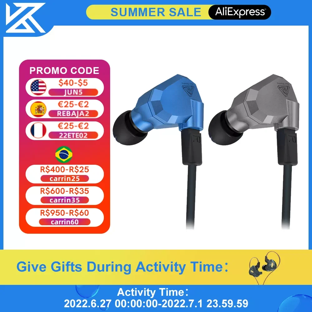 

KZ ZS5 Wired Earphones Hybrid Technology 2BA+2DD HiFi DJ Music Earbuds In Ear Headset Noise Isolating Sport Game Headphones
