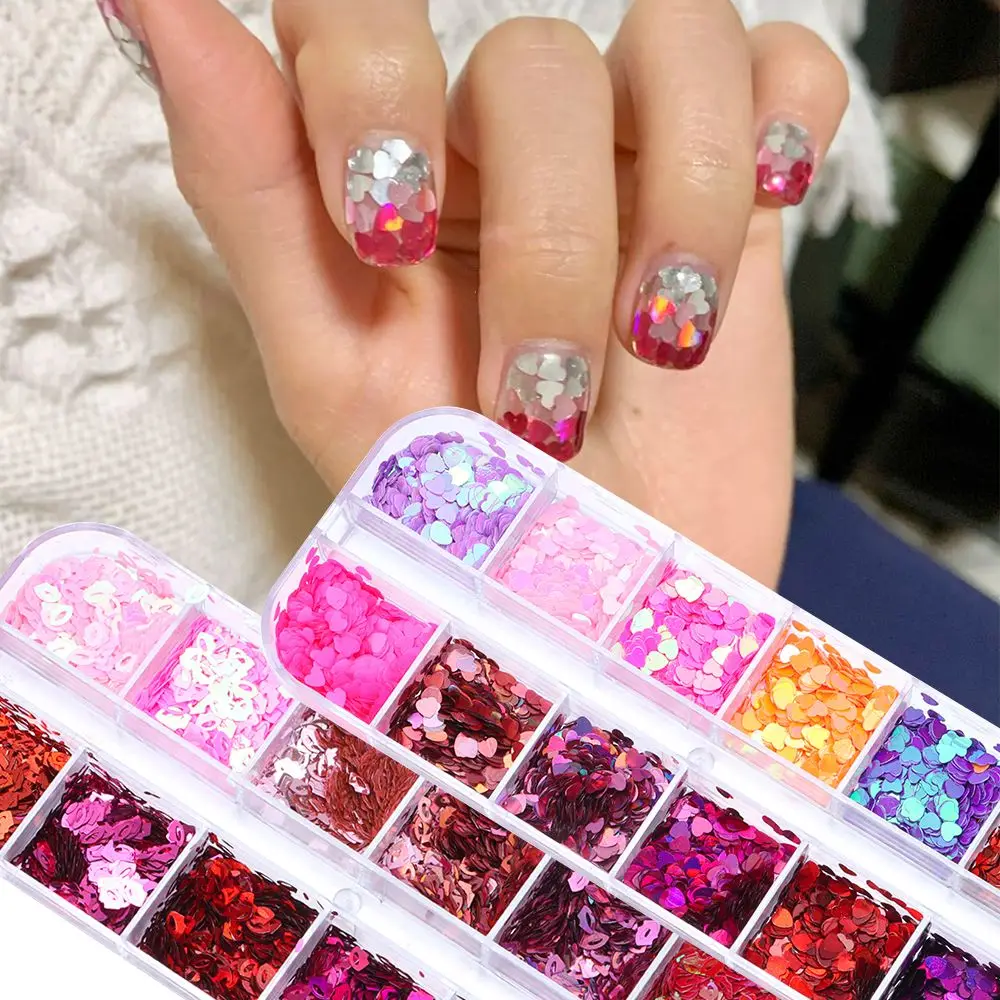 

Лазерные блестки для ногтей, 12 ячеек/коробка