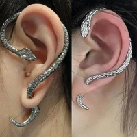 fashion punk twining snake shape hip hop crystal gold silver color metal plated stud cuff earrings for women girls jewelry gift