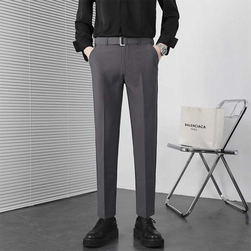 

Spring Men Casual Pants Solid Color Formal Business Dress Pants Office Social Wedding Suit Pant Streetwear Trousers Men Clothing