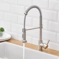 Quality Black Modern Kitchen Faucet Single Hole Pull Out Spring Faucets Sink Mixer Tap Brushed Nickel/Black Mixer Tap Brass