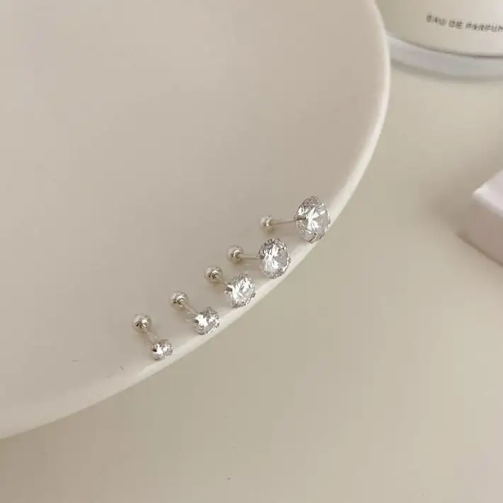 

Daily 925 Sterling Silver 3/4/5/6mm Zircon Stud Earrings For Women Wedding Jewelry Charm Cute 2022 Trend All-Matched
