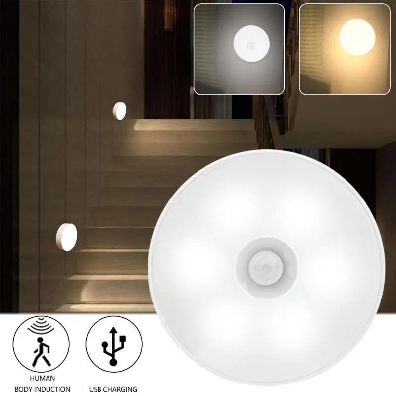 

LED Motion Sensor Home Night Light USB Charging Battery Operated Smart Human Body Sensing Lamp For Room Cabinet Stair Toilet