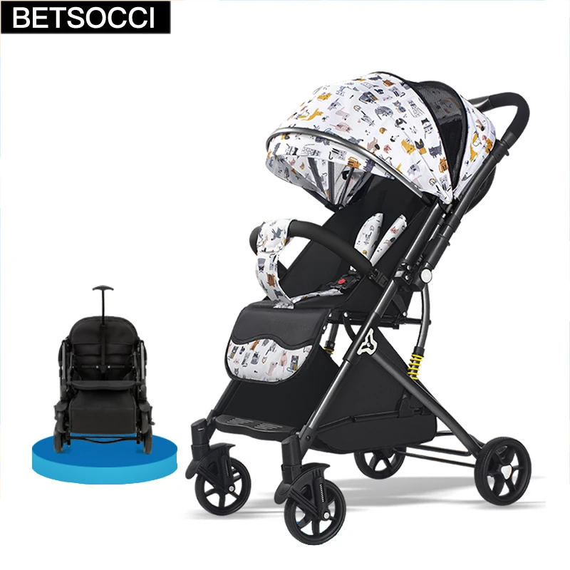BETSOCCI Baby Sstrolle Two-way Portable Lightweight Travel Trolley One-button Folding Newborn Baby Umbrella Car Free Shipping
