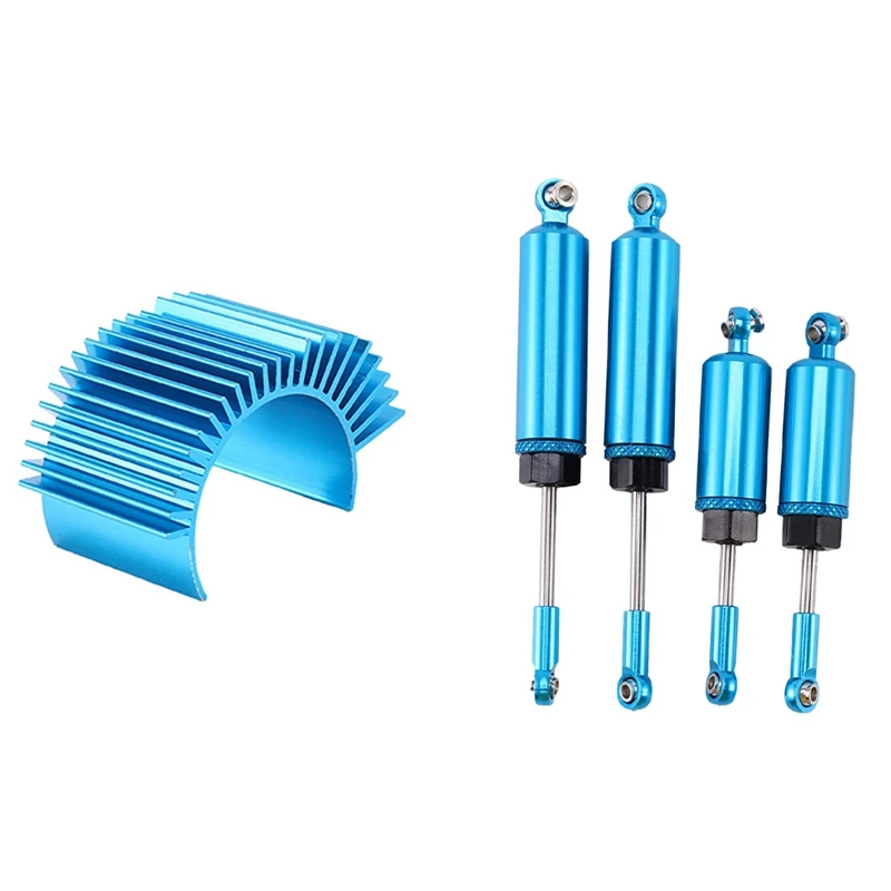 

5 Pcs For Wltoys RC Car Parts: 1 Pcs 540 550 Motor Radiator & 4 Pcs Metal Shock Absorber