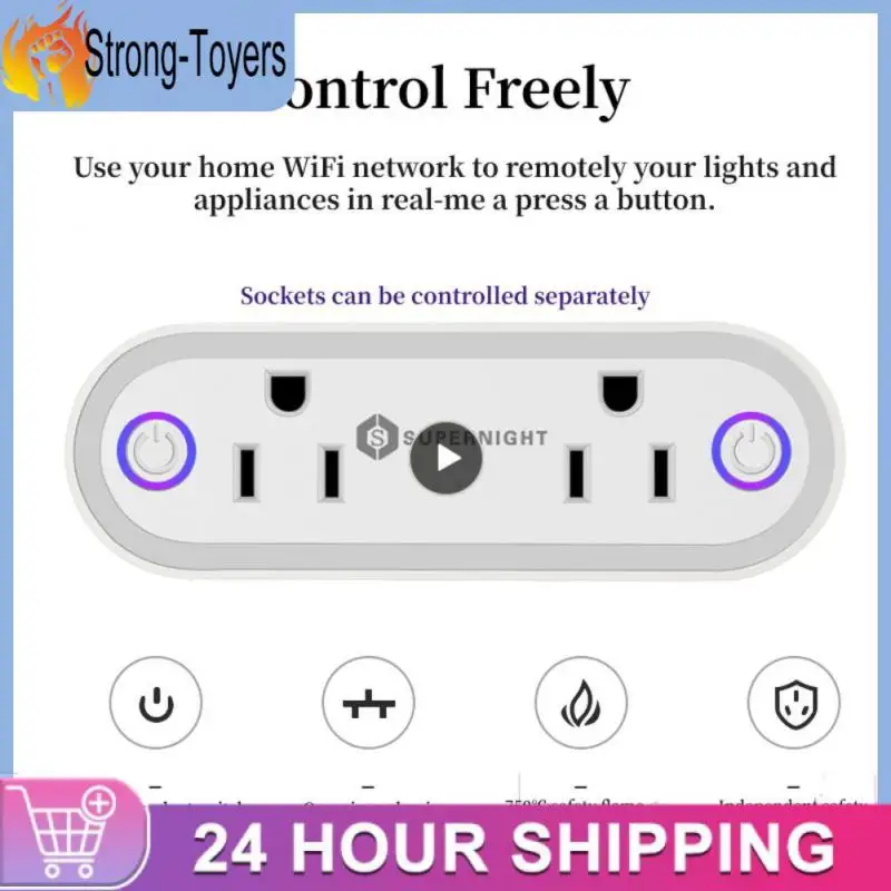 

2/3/5PCS Wifi Voice Control Smart Socket Timing Outlet With Light Sensor Night Light 16a Us Plug Works With Alexa Google Home