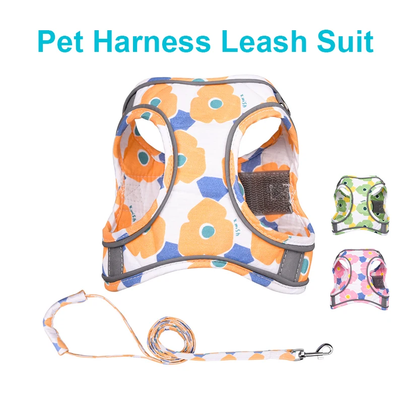 

Breathable Dog Harness Pets Vest Reflective Camouflage Mesh Dogs Harness Lead Leahes Dogs Harnesses and Leash Set Pet Supplies
