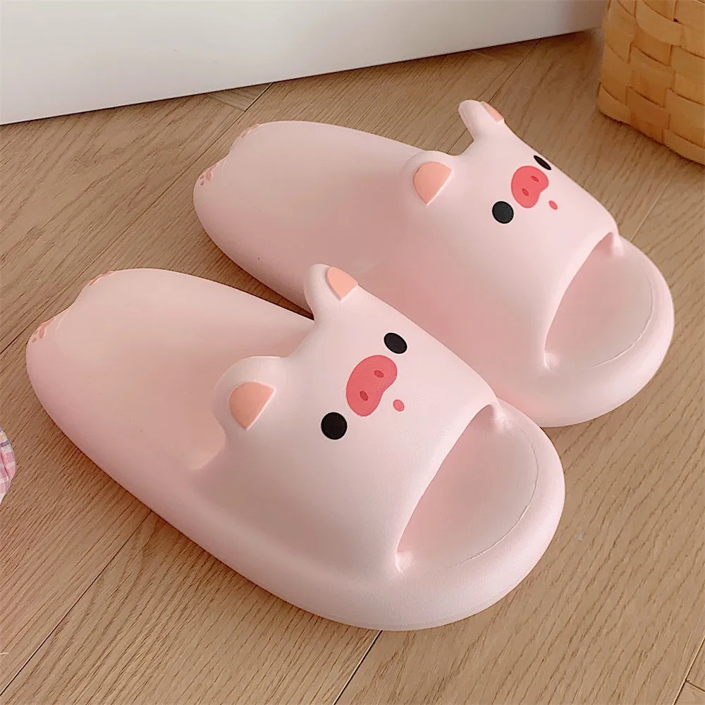 Summer Slipper for Women 2023 New Outdoor Breathable Kawaii Female Home Sandals Womens Cute Cartoon Pig Flip Flops Slipper