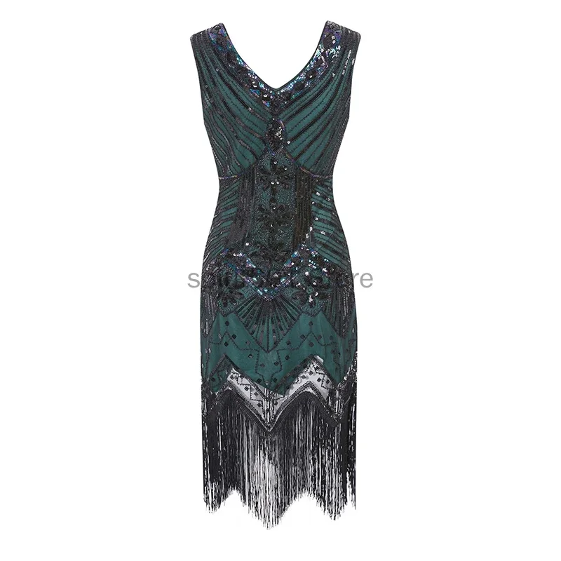 Женское блестящее платье с бахромой и блестками