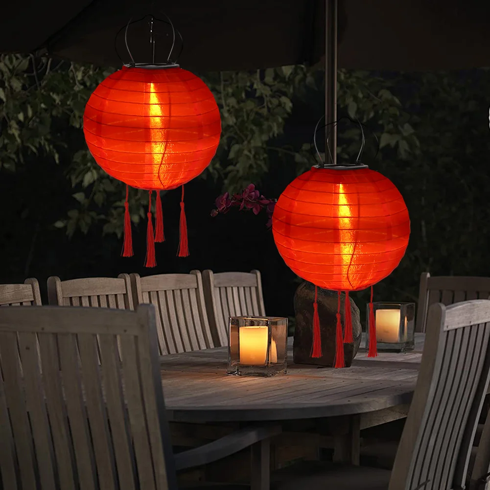 

LED Solar Lanterns Festival Light Waterproof Hanging Global Lamp Chandelier with Tassel Landscape Lighting for Garden Decor