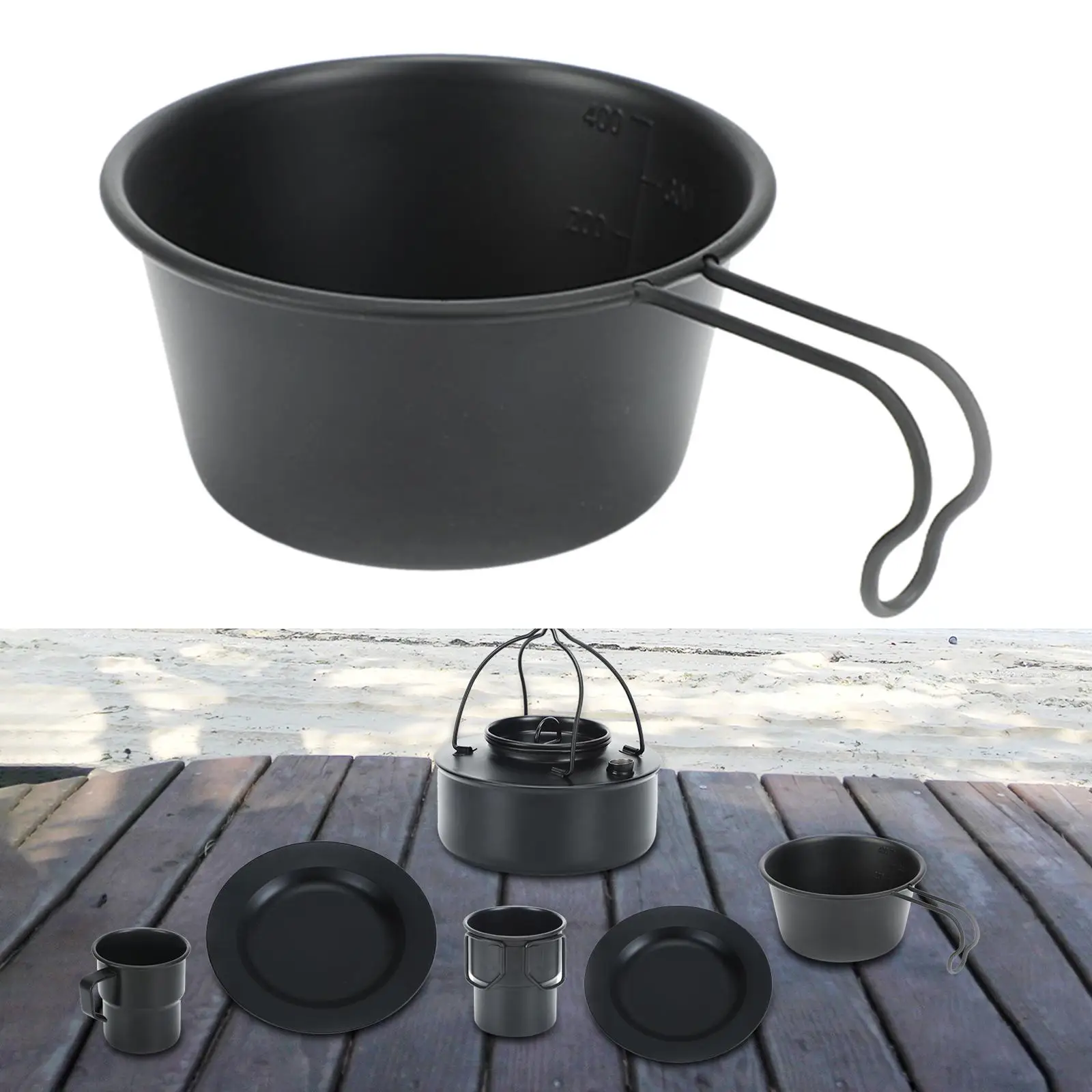 

Походная миска из нержавеющей стали, посуда для приготовления пищи с ручкой, легкая уличная посуда для пикника, рыбалки, кухни, барбекю