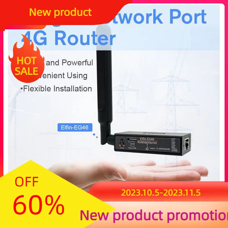 

Home Router Serial Port LTE RS485 RJ45 Ethernet to 4G LTE-FDD LTE-TDD 3G WCDMA DTU Server Converter Elfin-EG46 4G Router