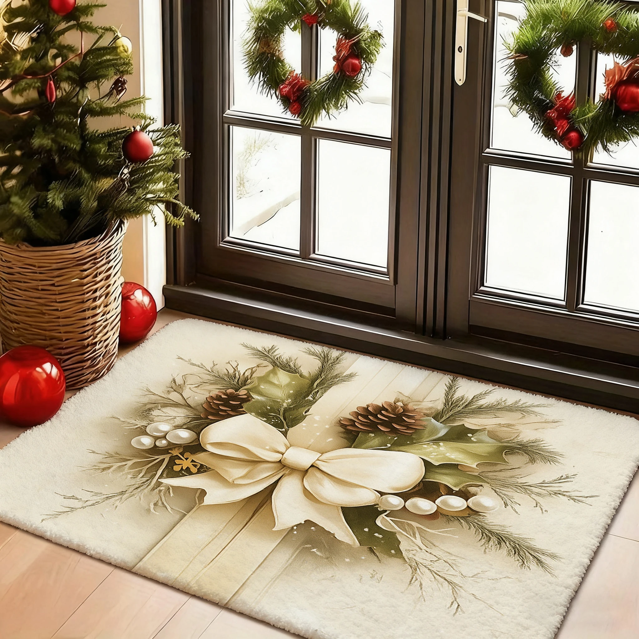 

Рождественский коврик Санта-Клауса: Добро пожаловать домой! Домашний декор Спальня Гостиная Прихожая Коврик для пола Кухня Ковер для ванной комнаты