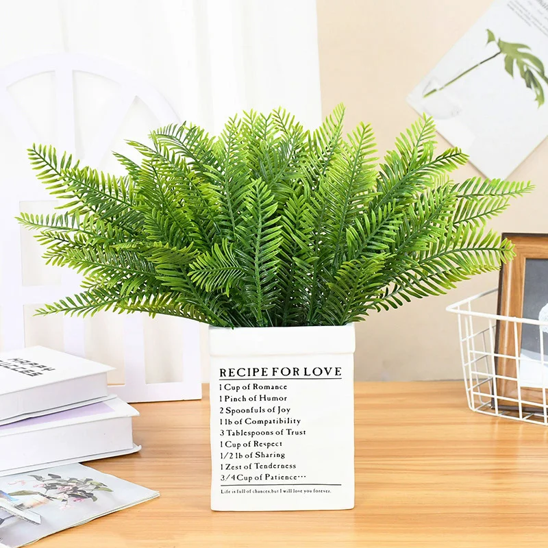 

Artificial Green Persian Leaf Plant Plastic Ferns Leaves Fake Flower Plant Rattan Leaves Home Table Ornament Props Decoration