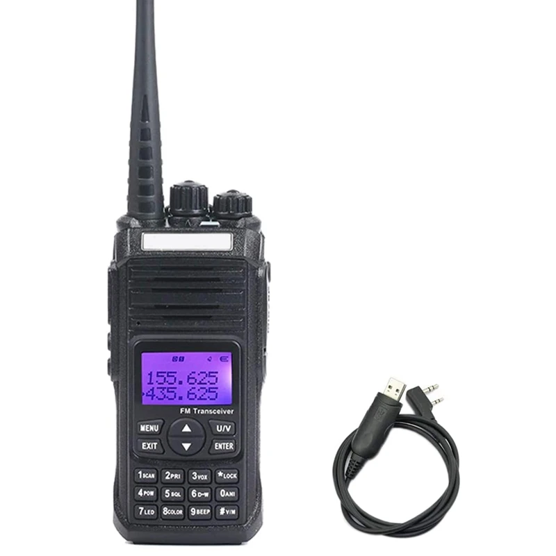 Dual Band Portable With Programming Cable VHF UHF Handheld Transceiver Walkie Talkie
