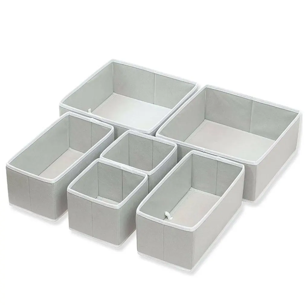 

6 Pcs/set Underwear Storage Box Cloth Art Coverless Storage Box Six-piece Drawer Type Storage Box For Socks And Underwear