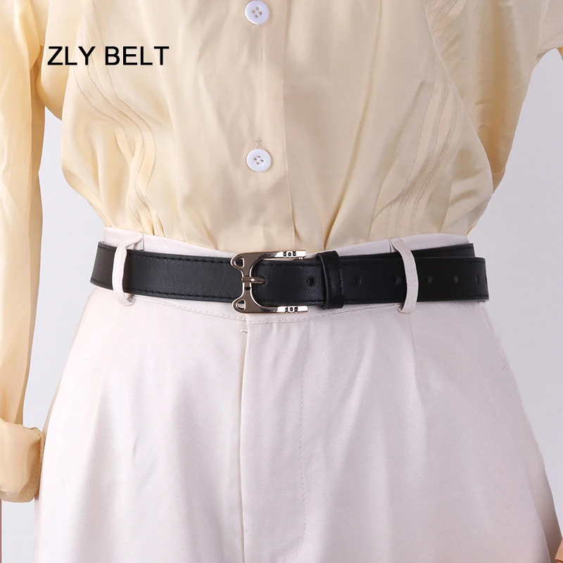 2022 New Fashion Belt Women Luxury Slender Type PU Leather Material Alloy Metal Pin Buckle Dress Versatile Style Elegant Belt