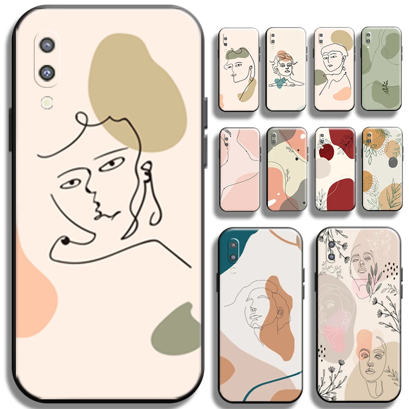 

Abstract Art Flower Line For Samsung Galaxy M10 Phone Case Cases Shell Full Protection Black Carcasa TPU Cover Liquid Silicon