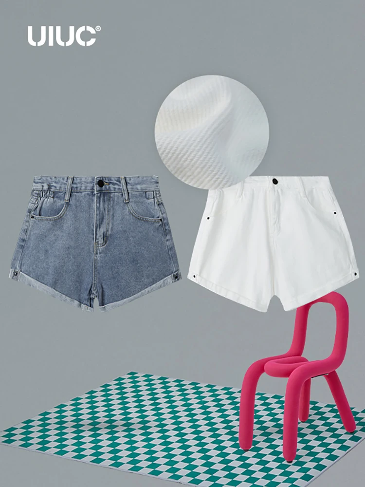 

UIUC Women Denim Shorts Trendy Blue High Rise Hot Shorts