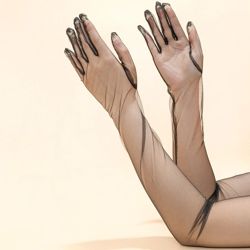 

Sexy Transparent Fashion Long Gloves Elastic Teens Etiquette Gloves See Through Gloves for Wedding Party Supplies