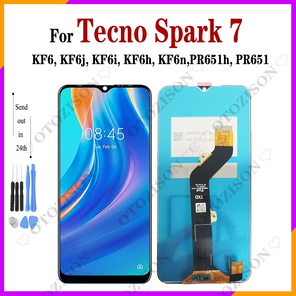 6 5-дюймовый ЖК-дисплей для Tecno Spark 7 KF6 KF6j KF6i KF6h KF6n PR651 сенсорная панель дигитайзер