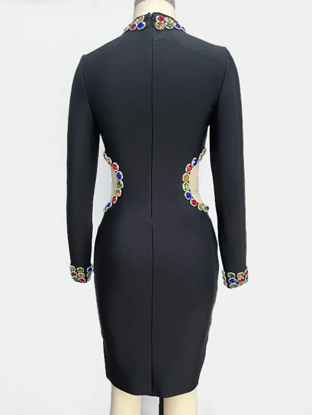 Новое женское сексуальное платье знаменитостей с длинным рукавом и бриллиантами