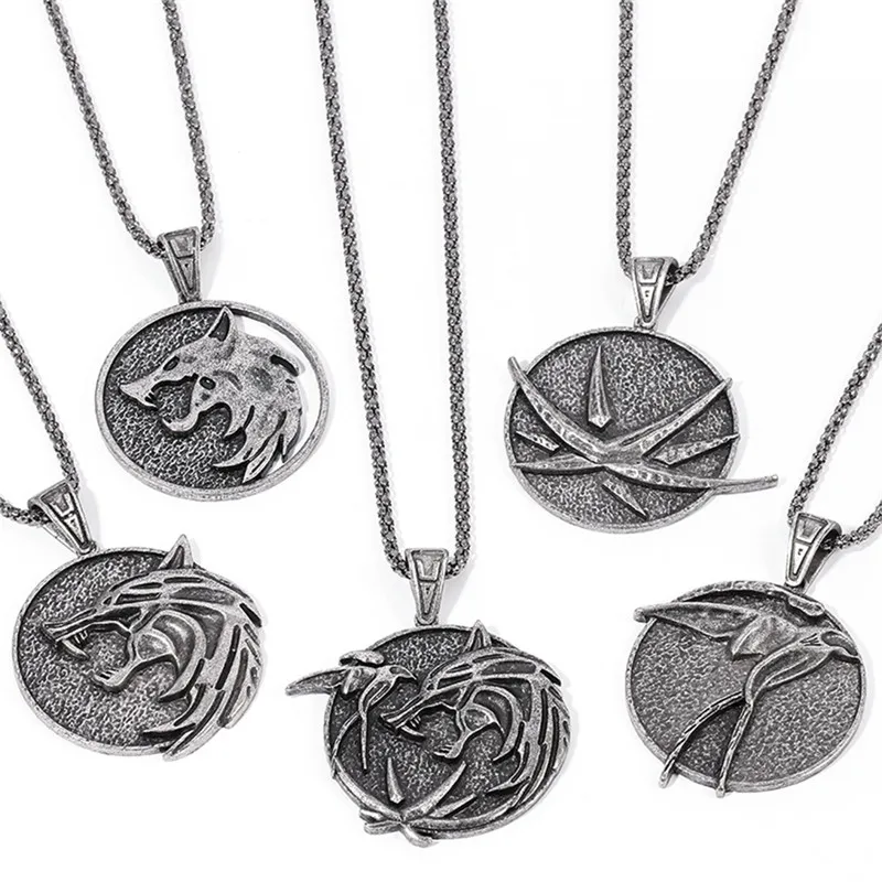 Винтажное готическое Ожерелье Подвеска волшебника голова Волка Птица Форма