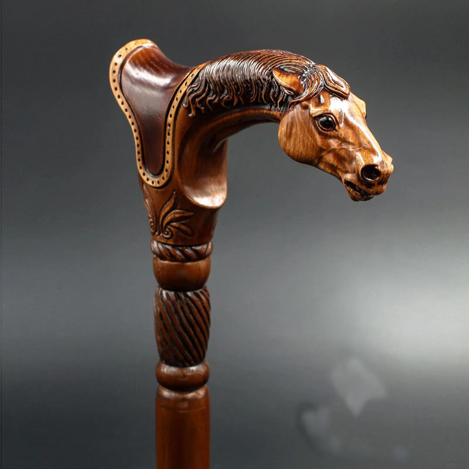 

Wooden Cane Walking Stick Horse With Saddle Animal Wood Carved Walking Cane Handle Crutches Leading The Elderly Cane Walker