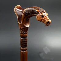 wooden cane walking stick horse with saddle animal wood carved walking cane handle crutches leading the elderly cane walker