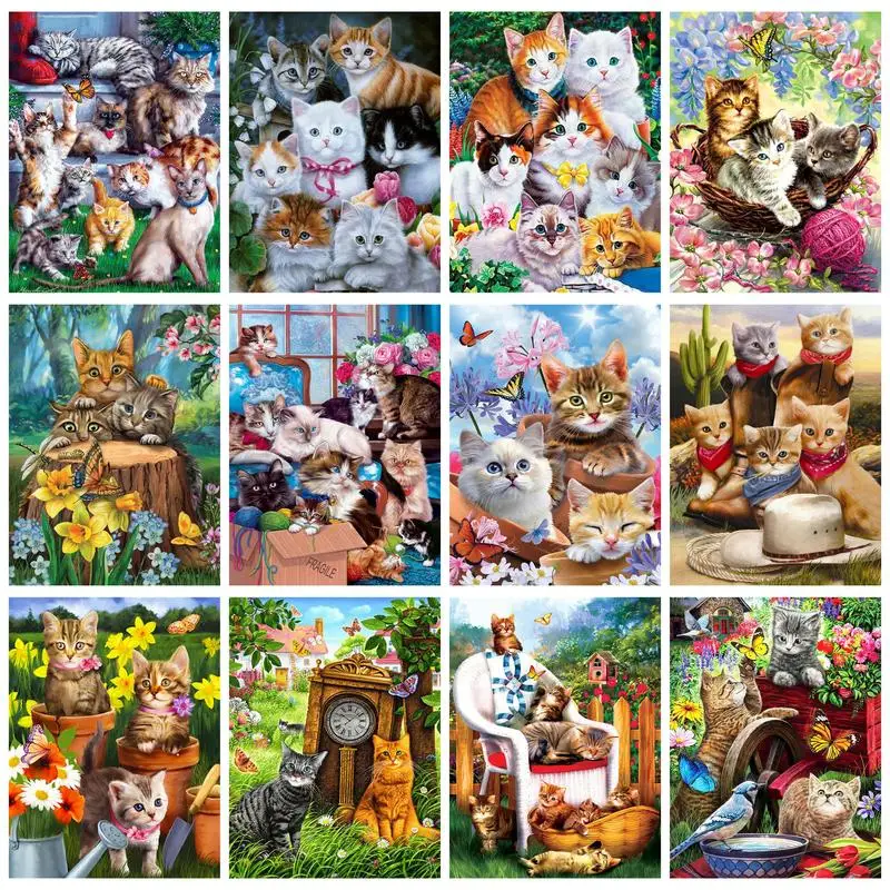 

RUOPOTY 40x50cm Painting By Numbers Frame Cats Diy Set Coloring By Numbers Acrylic Paints Home Decors Diy Crafts Unique Gift