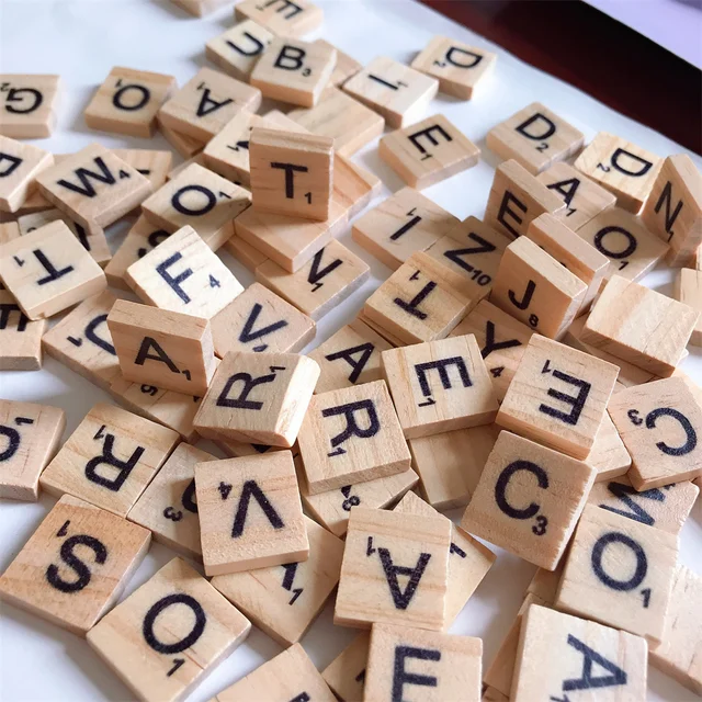 100Pcs Wood Letter Tiles Scrabble Letters for Crafts DIY Wood Gift Decoration Making Alphabet Coasters Scrabble Crossword Game 1