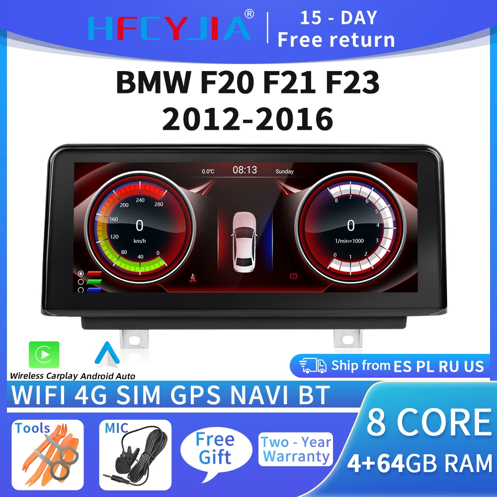 

8 Core 4+64GB Car Multimedia Player For BMW F20 F21 F22 F23 12-17 Google BT GPS NAVI IPS Touch Screen Android 10 Carplay Radio