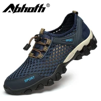 abhoth fashion elastic band mens casual shoes breathable mesh lined sneakers outdoor non slip wear resistant male sports shoes
