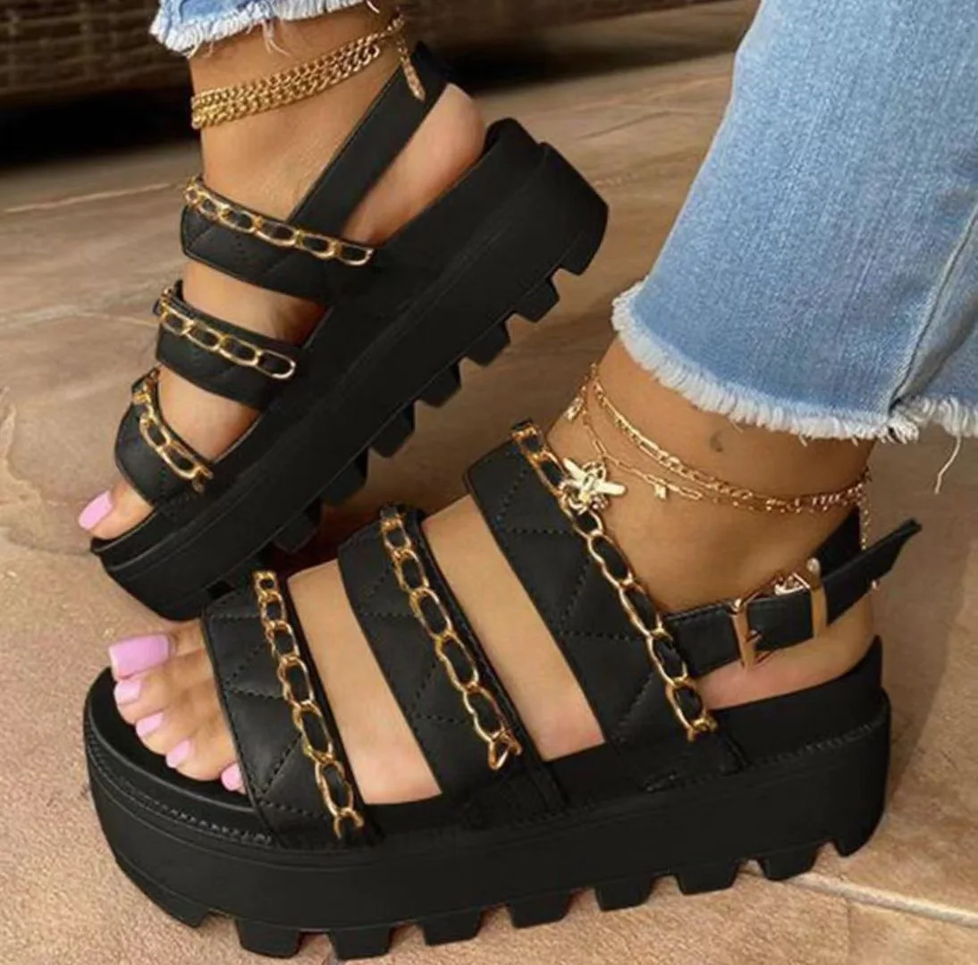 

Sandals Women 2022 Fashion Platform Gladiator Sandals Open Toe Buckle Strappy Height increase Sandals Summer Women Sandalias