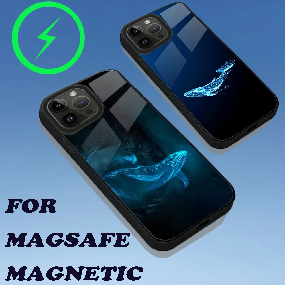 Чехол для телефона с изображением Кита iPhone 15 14 13 12 11 Plus Pro Max Mini Magsafe магнитная