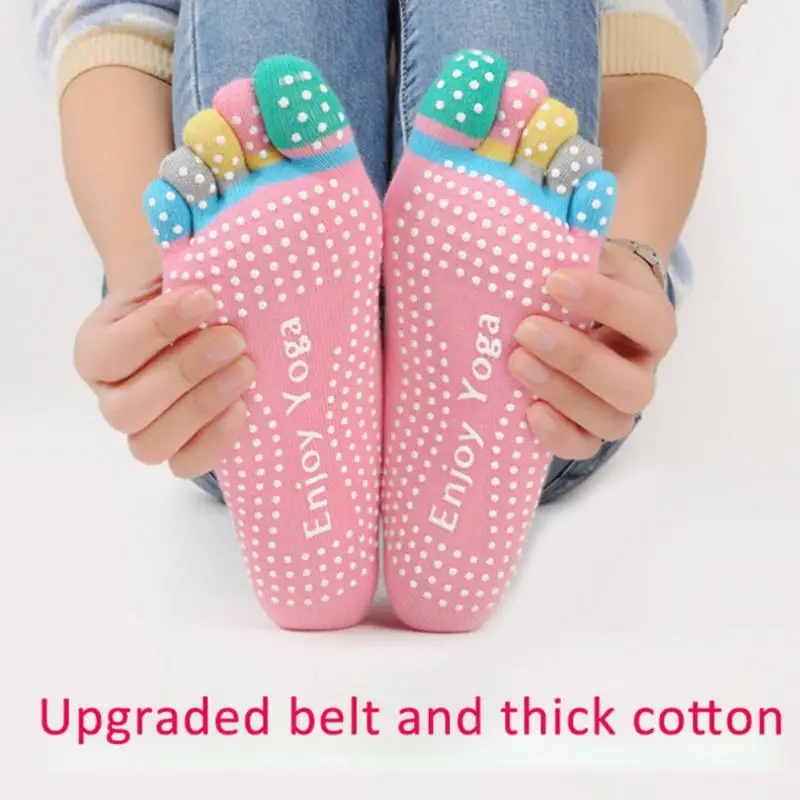 3 Pairs Five Toed Color Socks Pure Cotton Anti-skid Fashionable Simple Comfortable Breathable Yoga Women's Socks Outdoor Sports