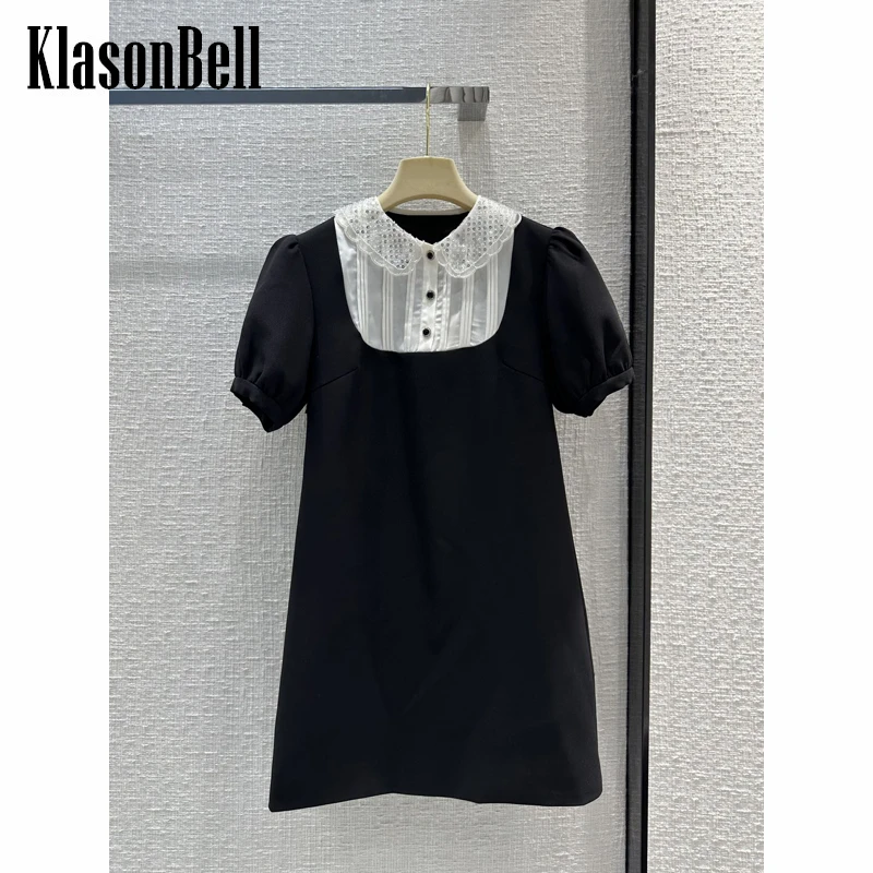 

Женское ТРАПЕЦИЕВИДНОЕ ПЛАТЬЕ KlasonBell, элегантное модное лоскутное платье контрастных цветов с буффами на рукавах и воротником «Питер Пэн», 5,8