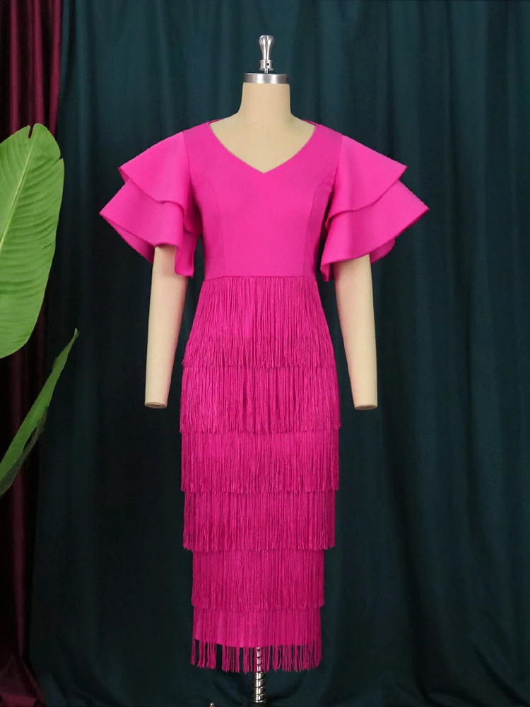 Женское платье с кисточками