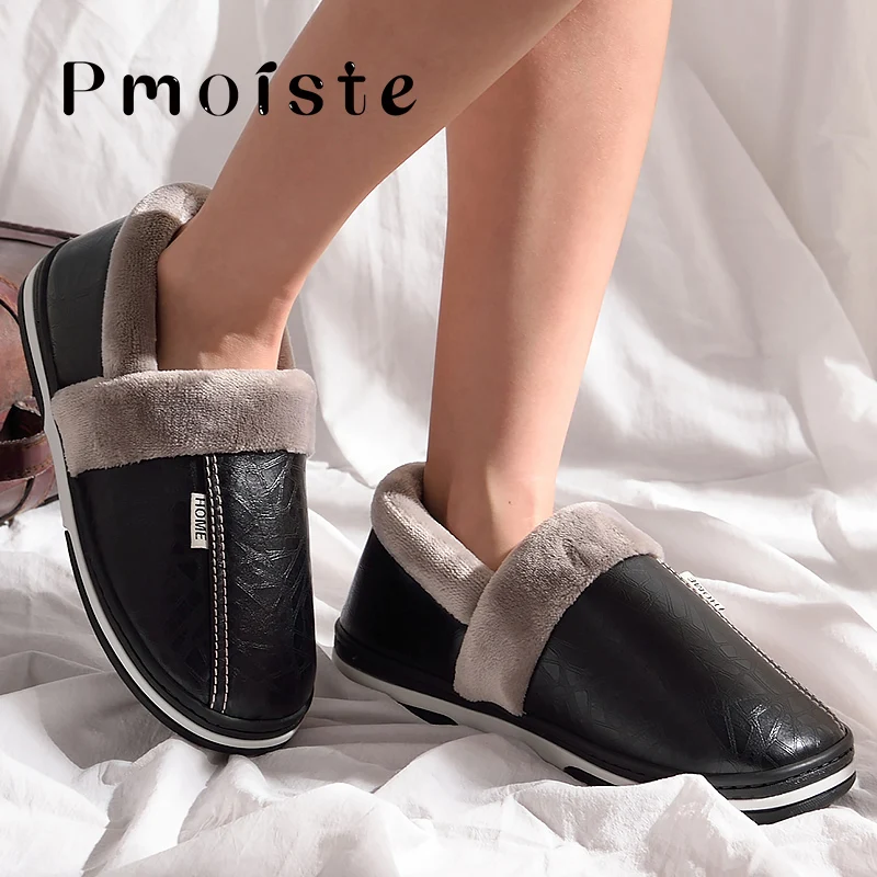 For Men Massage Memory Foam Winter Indoor Slippers With Fur 