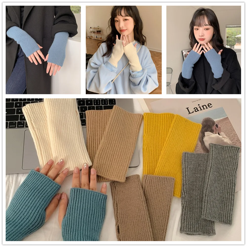 

Thickening Students Knitted Wrist Guard Touch Screen Fingerless Autumn And Winter Female Thick Knitted Wristband