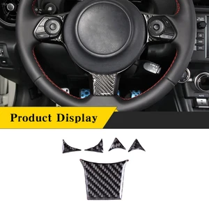 For Subaru BRZ 2022 Real Carbon Fiber Soft Car Steering Wheel Button Sticker Panel Trim Parts Car Interior Accessories