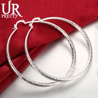 925 sterling silver charm large hoop earrings for women engagement wedding party birthday fashion jewelry