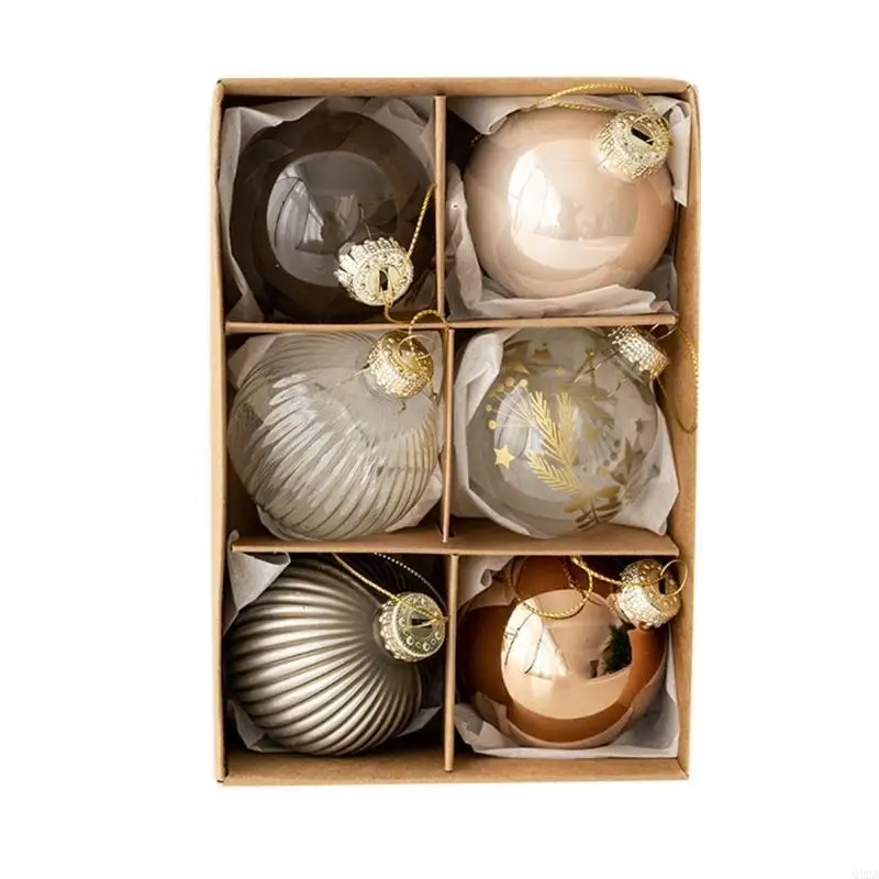 

Стеклянные новогодние шары OOTDTY, набор из 6 штук